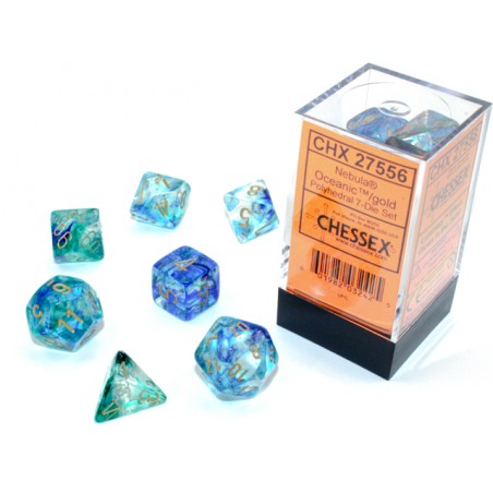 Chessex - Set de 7 dés - Nebula Oceanic Gold