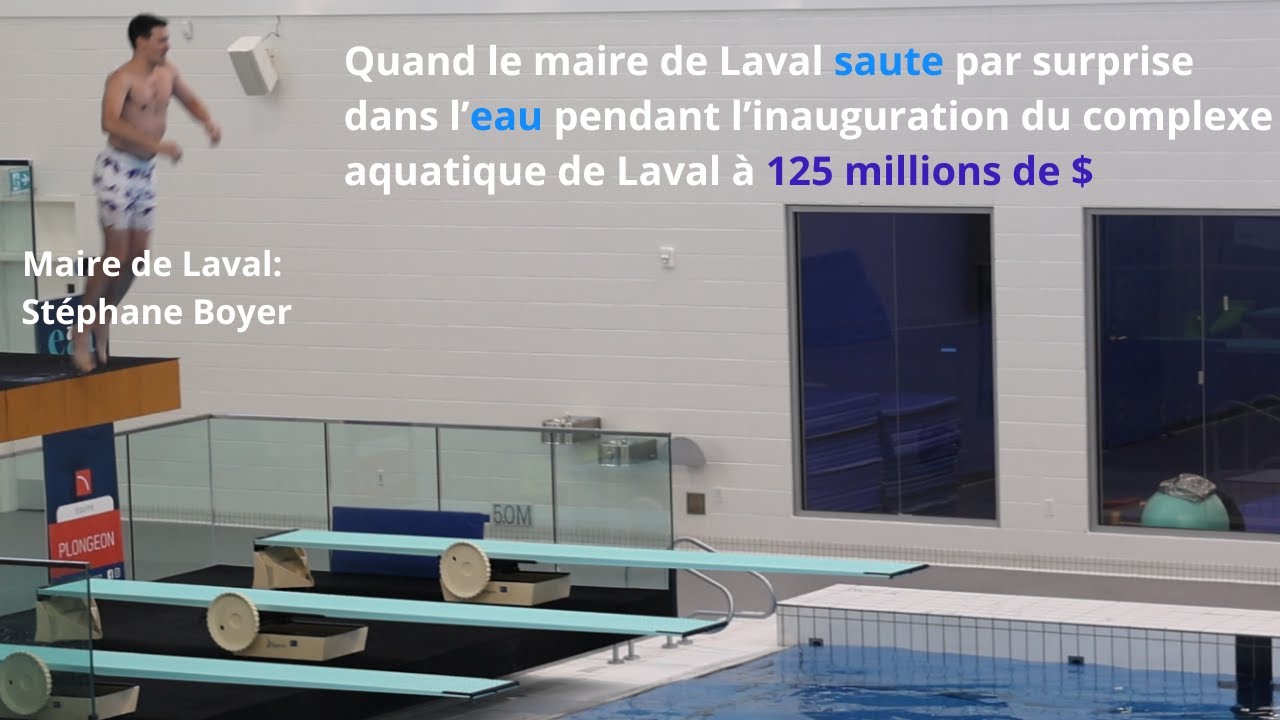 Surprise Inattendue: Le Maire de Laval saute dans l'eau à l'inauguration du Complexe Aquatique