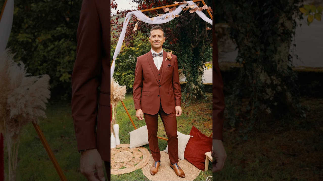 Costume de mariage｜Idées costume térracotta｜Zhao Couture #mensfashion #style #costume